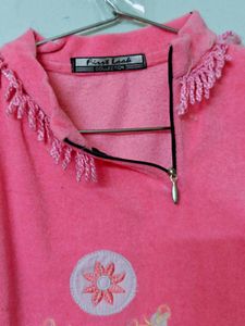 Pink Embellished Crop Top