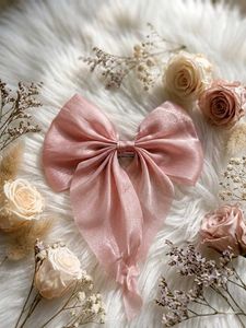 Elegant Pink Bow Hair Clip