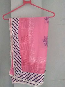 Pink Printed Dress Material.