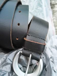 Classic Black Leather Belt with Silver Buckle