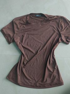 Basic Brown Short-Sleeve Top