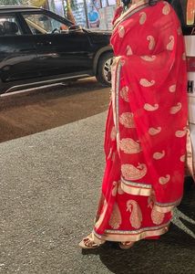 Elegant Red Paisley Saree