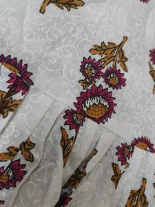 White Kurta with Floral Print