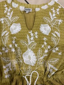 Elegant Mustard Muslin Dress🧚🏻‍♀️🦋🌼