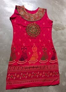 Pure Cotton Red Beautiful Kurta