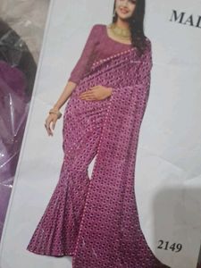 new Printed linen fabric saree light weight f