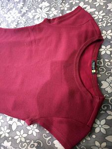 Tokyo Talkies Women A-line Regular Fit Maroon Dres