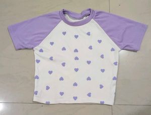 Cute lavander Heart Print T-Shirt