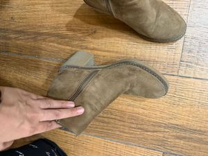 Suede Ankle Boots with Block Heel
