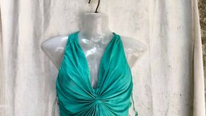 Teal Ruched Halter Neck Top