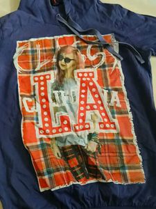 Blue Graphic Print Hoodie