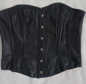 Black Faux Leather Corset Top