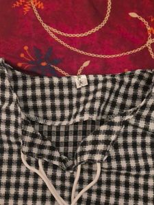 Gingham Tie-Neck Blouse
