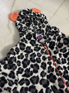 Cozy Leopard Print Hooded Onesie