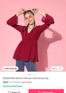 Sassafras Bell Sleeves Maroon Top