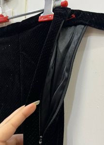 Black Velvet Ruffle Skirt