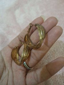 Gold Tone Twisted Hoop Earrings