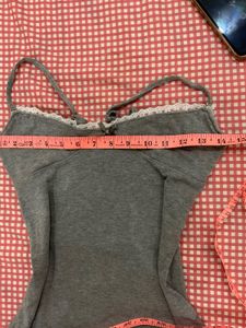 Grey Lace Trim Cami Top