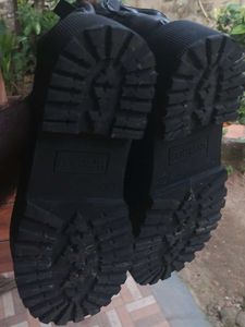 Black Leather Lace-Up Boots