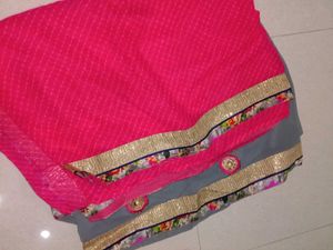 Vibrant Pink and Grey Saree