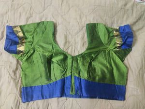 Green Silk Sari with matching stitched Blouse