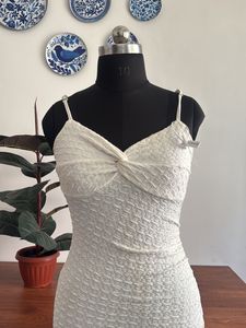 Cute White Textured Mini Dress