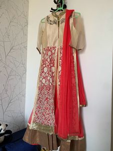 Designer Anarkali Suit - Red &amp; Gold