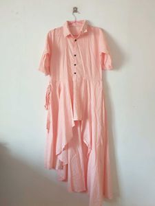 Pink High-Low Button-Up Dress