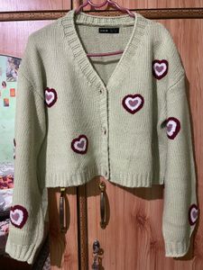 Shein Heart Pattern Knit Cardigan