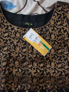 New* MBE Black And Golden Checked Anarkali Kurta