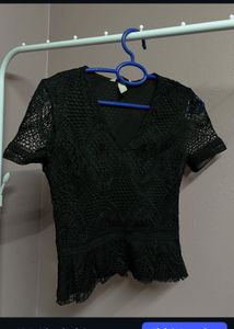 Elegant Black Lace Peplum Top