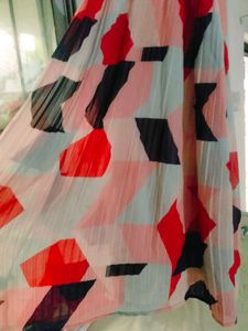 Geometric Print Pleated Dress