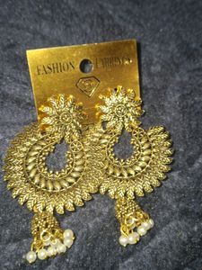 Golden Oxidised Earings