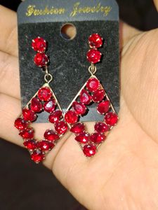 Dazzling Red Gemstone Drop Earrings