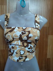 Stylish Heart Print Crop Top