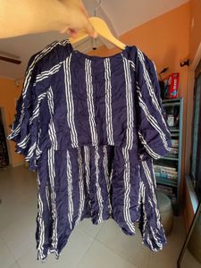 Blue Striped Button-Up Tunic