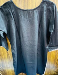 Elegant Black Kurta with White Embroidery