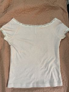 y2k shoujo laced top Striped  Lace Tri
