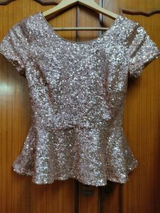 New Forever 21 Sequin Peplum Top