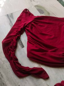 Ruched Red Crop Top