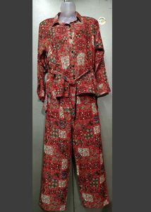 Bohemian Red Patchwork Print Co-ord Set