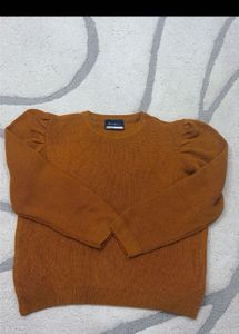 Puff Sleeve Ribbed Knit Sweater