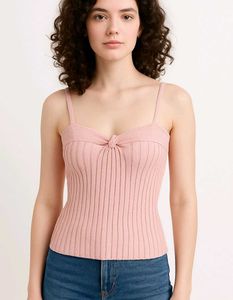 Pink Ribbed Crop top sleeveless bodycon 💌