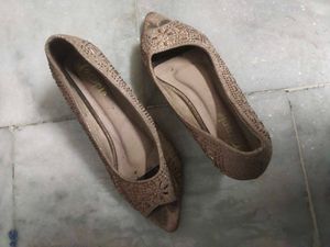 Glittery Open Toe Heels