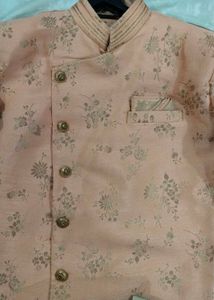 Men's Peach Floral Kurta Jacket