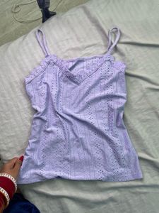 Purple Lace Trim Camisole Top