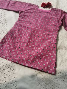 Pink Printed short kurti