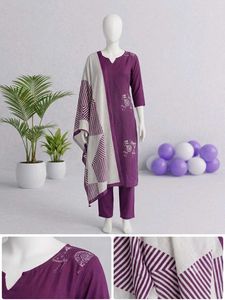 Stylish Purple Kurta Set (Size - S)