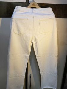 Cream Raw Hem Jeans