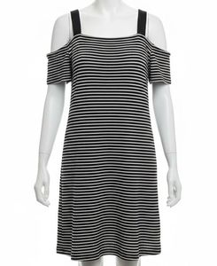 Striped Cold Shoulder Casual Dress